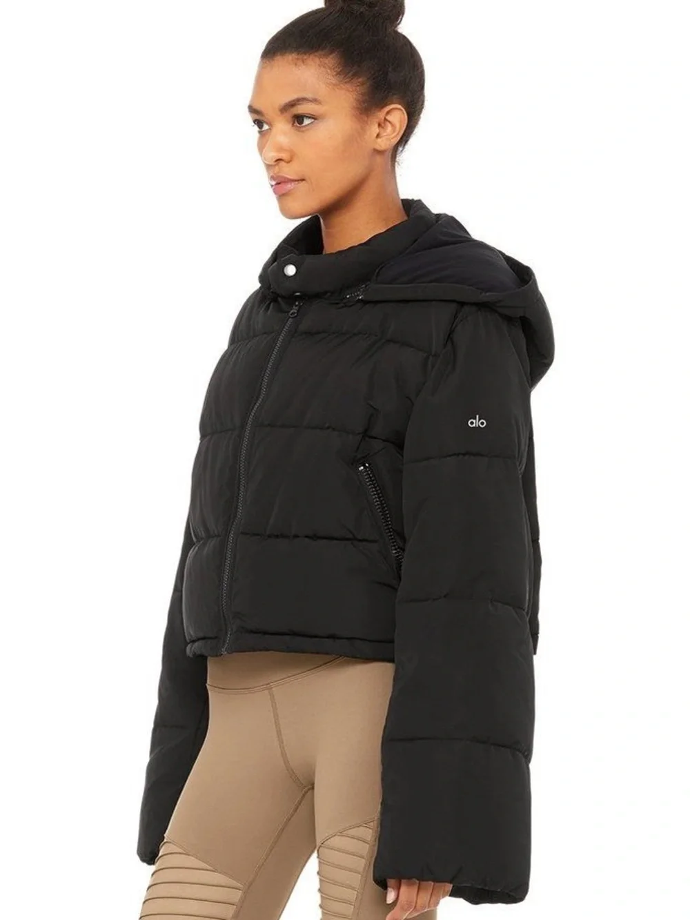 Alo Introspective Cropped Puffer Jacket Black Size Small